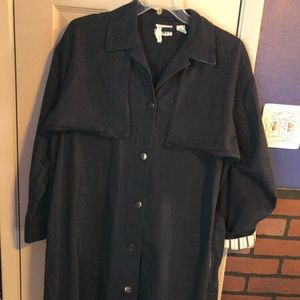 Coat long navy trench style-Large